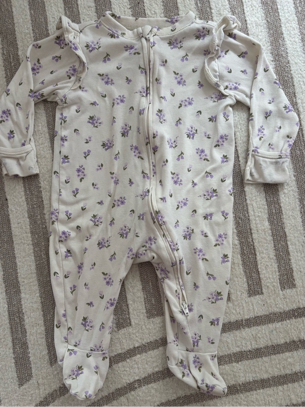 10/$15 Old Navy Cream One-Piece with Purple Floral Print